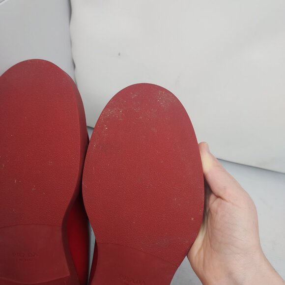 Prada Red Chocolate Brushed Leather Loafer - Picture 12 of 12
